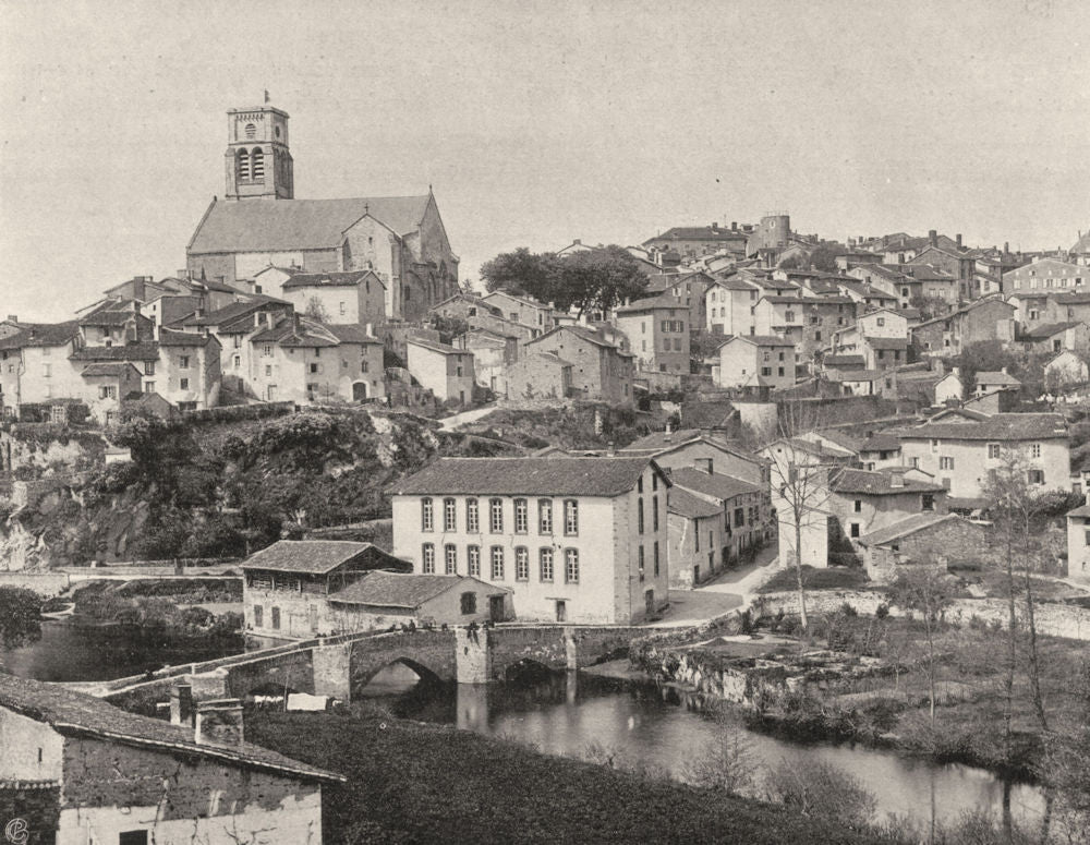 HAUTE-VIENNE. Bellac- Vue générale 1904 old antique vintage print picture